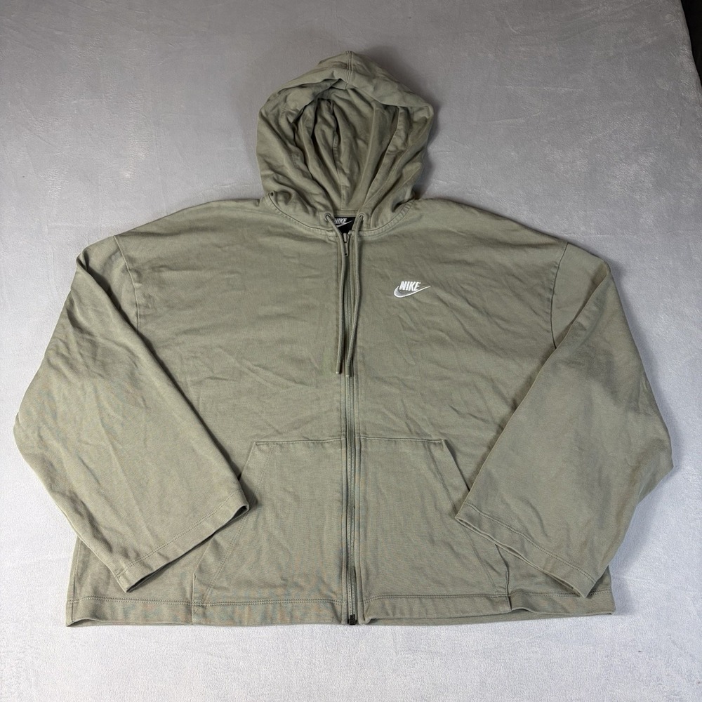 Nike‎ Women's Boxy Green Full Zip Wide Sleeve Hoodie Size Large Pre -owned .